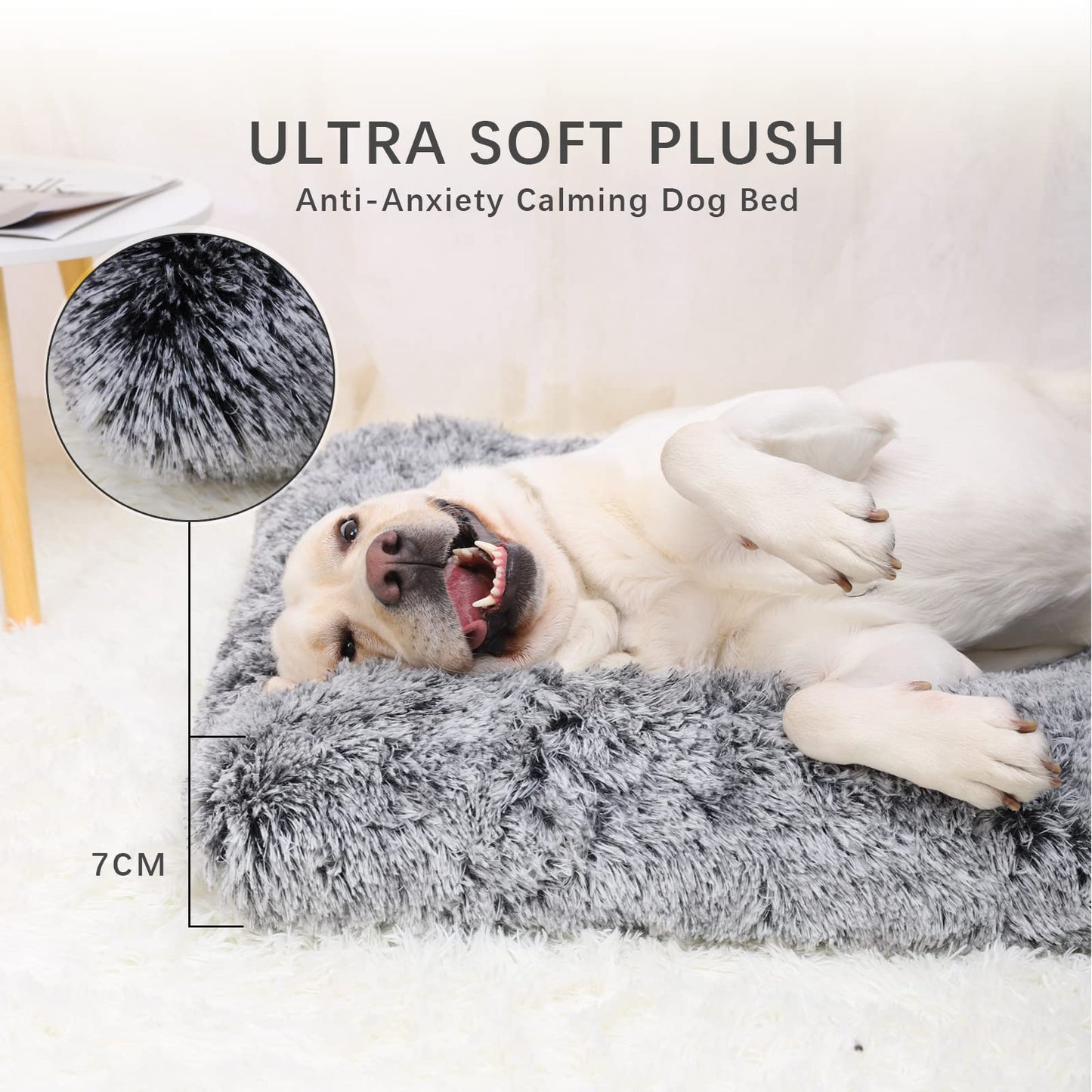 Kuschell Medium Dog Bed – Washable Calming Plush Mattress with Anti-Slip Bottom