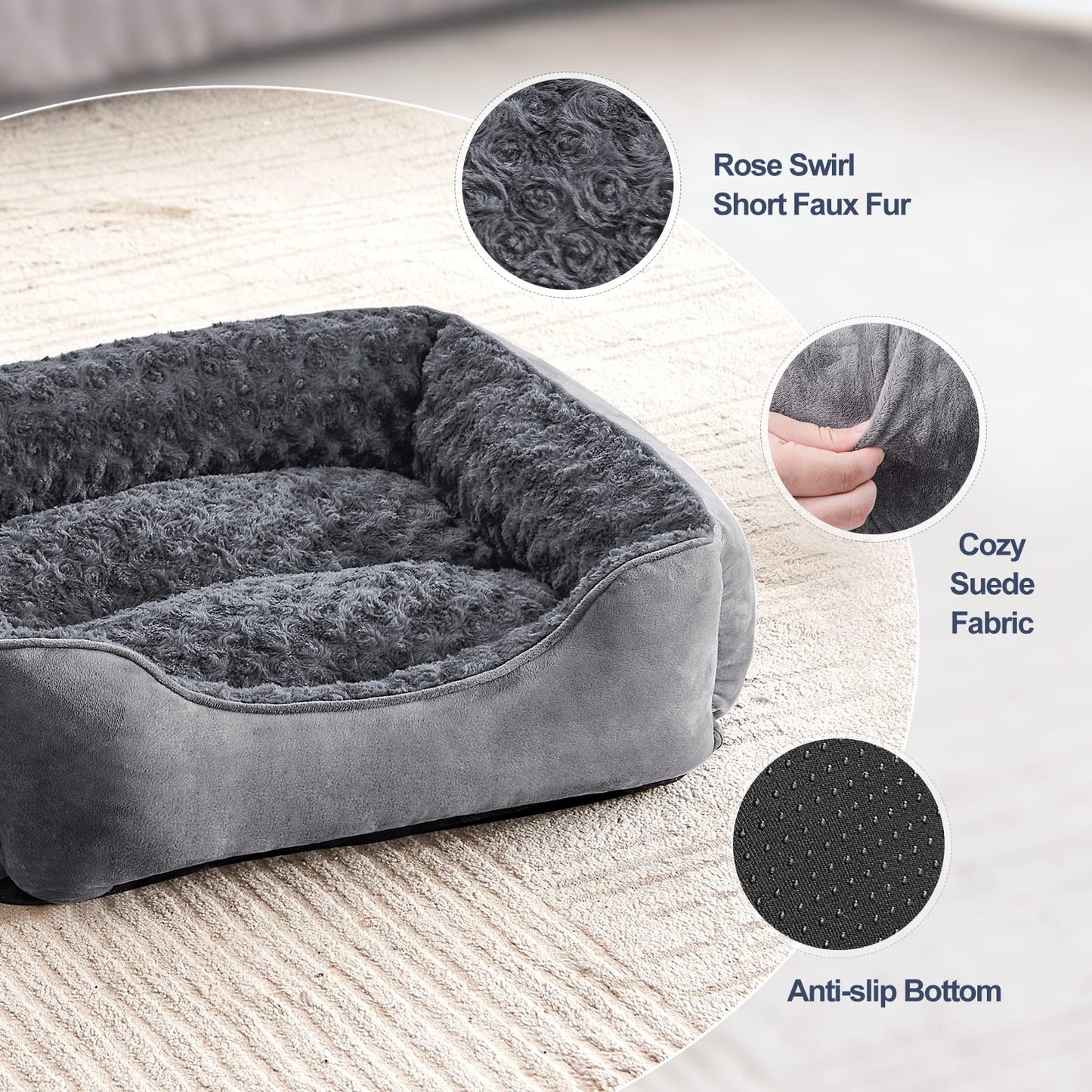 Kuschell Medium Dog Bed – Washable Anti-Anxiety Plush Mattress with Non-Slip Base