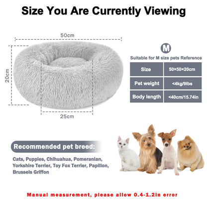 Kuschell Calming Dog & Cat Donut Bed – Washable Plush Anti-Anxiety Bed with Non-Slip Base