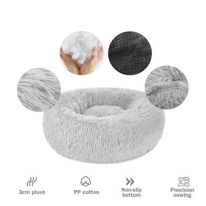 Kuschell Calming Dog & Cat Donut Bed – Washable Plush Anti-Anxiety Bed with Non-Slip Base