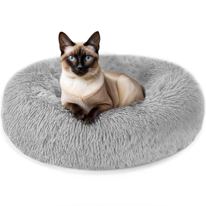 Kuschell Plush Donut Cat & Dog Bed – Calming Self-Warming Bed with Anti-Slip Base