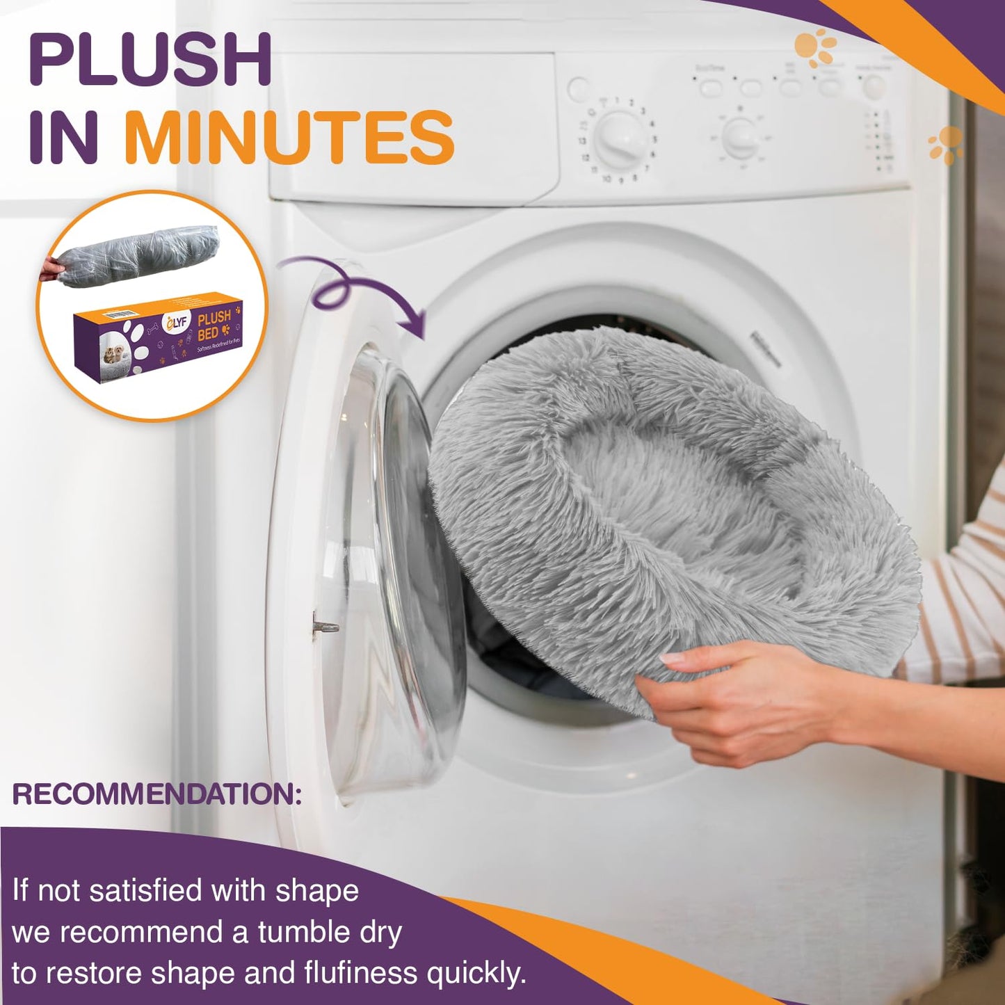 Kuschell Plush Donut Cat & Dog Bed – Calming Self-Warming Bed with Anti-Slip Base