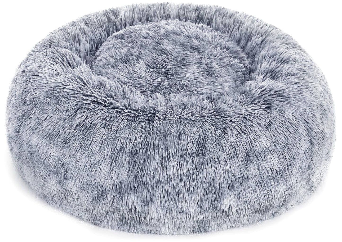Kuschell Fluffy Dog & Cat Donut Bed – Washable Long Plush Cushion with Removable Padding