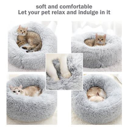 Kuschell Calming Dog & Cat Donut Bed – Washable Plush Anti-Anxiety Bed with Non-Slip Base