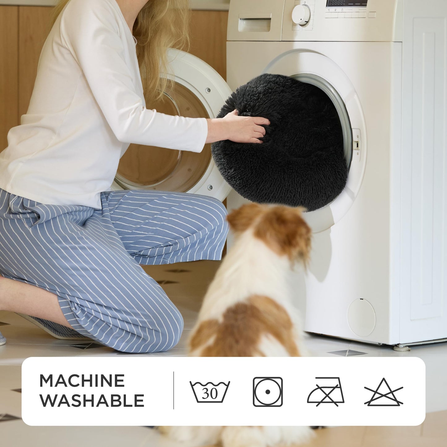 Kuschell Calming Donut Bed – Washable Round Bed for Small Dogs & Cats