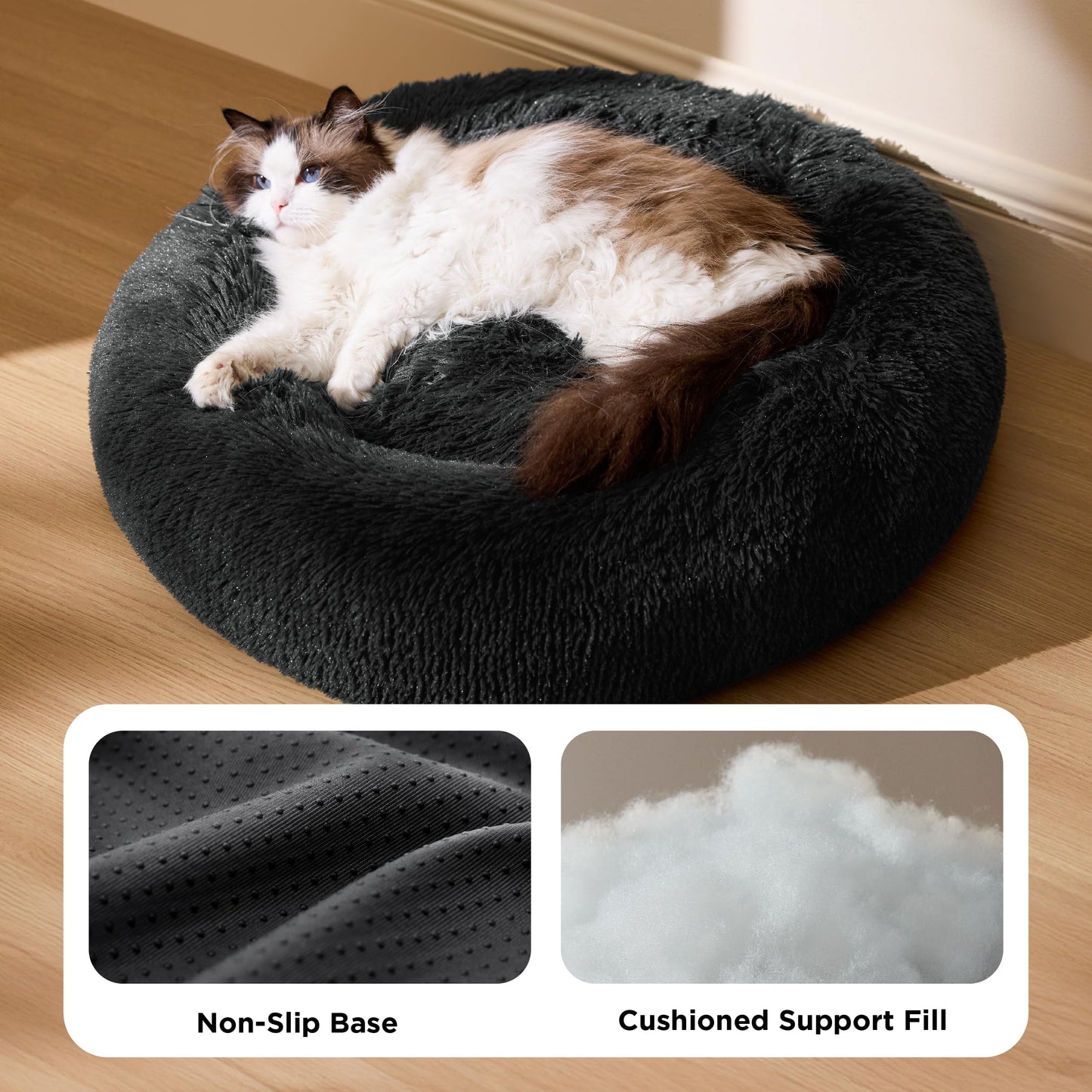 Kuschell Calming Donut Bed – Washable Round Bed for Small Dogs & Cats