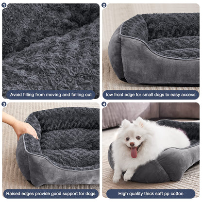 Kuschell Medium Dog Bed – Washable Anti-Anxiety Plush Mattress with Non-Slip Base